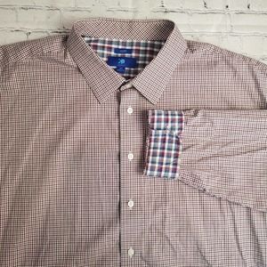 Egara Button Up Shirt Non-Iron Classic Fit Red Check Men's 4XL‎ Cotton
